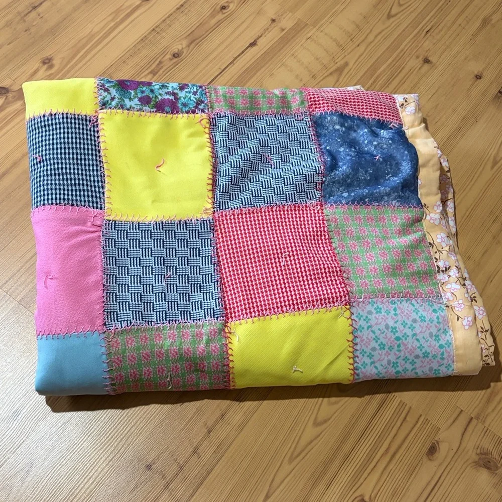 Handmade patchwork quilt throw blanket